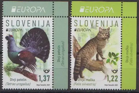 Slowenien MiNr. 1473-1474 Europa 2021 Gefährdete Wildtiere (2 Werte)