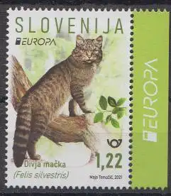 Slowenien MiNr. 1473 Europa 2021 Gefährdete Wildtiere: Wildkatze
