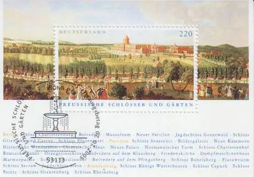 D,Bund Mi.Nr. Block 66 Neues Palais, Sanssouci, Potsdam