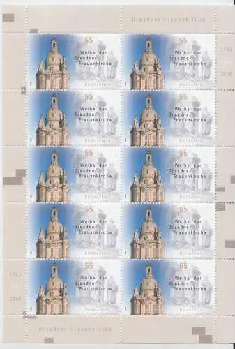 D,Bund Mi.Nr. Klbg. 2491 Weihe der Dresdner Frauenkirche (mit 10x 2491)