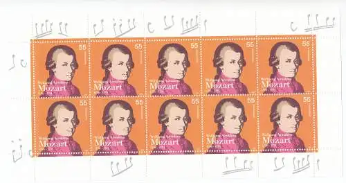 D,Bund Mi.Nr. Klbg.2511 250. Geburtstag von Mozart (m.10x2512)