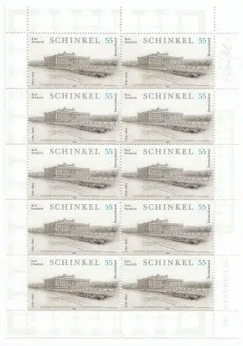 D,Bund Mi.Nr. Klbg.2527 225. Geburtstag von Schinkel (m.10x2527)