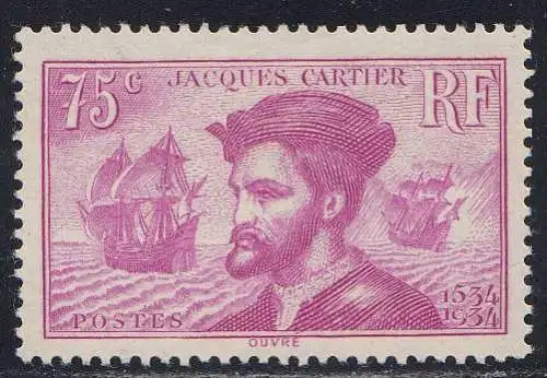 Frankreich MiNr. 292 400. Jahrestag der Landung von Jacques Cartier in Kanada