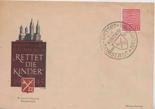 D, SBZ, Sachsen Mi.Nr. 79, durchstochen, So-Stempel Naumburg