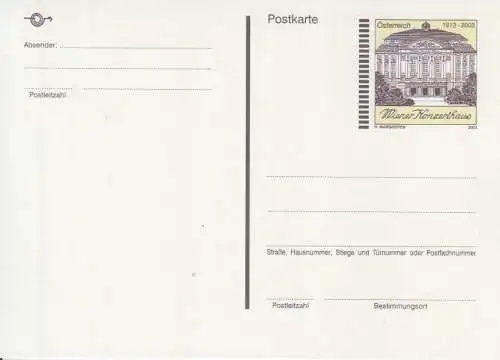 Österreich, Postkarte Mi.Nr. P 557 Wieder Konzerthaus