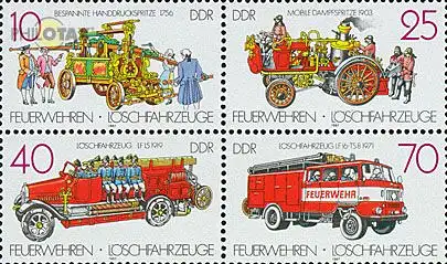 D,DDR Mi.Nr. Vbl.3101-04 Feuerwehr Löschfahrzeuge (m.je 1x3101-04)