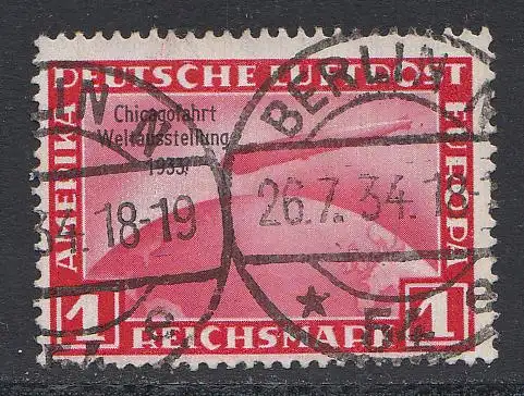 D,Dt.Reich Mi.Nr. 496 Zeppelin mit Aufdr. Chicagofahrt (1 RM), Kurzbefund 