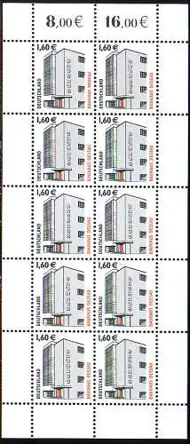 D,Bund Mi.Nr. Klbg. 2302 Sehenswürdigk., Bauhaus Dessau (m.10x2302)