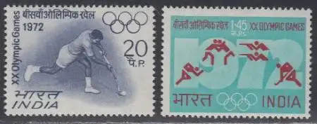 Indien Mi.Nr. 538-39 Olympia 1972 München, Hockey, Pictogramme (2 Werte)