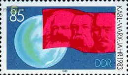 D,DDR Mi.Nr. 2788 Erdkugel, rote Fahne mit Köpfen Marx, Engels, Lenin (85)