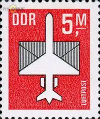 D,DDR Mi.Nr. 2967 Flugpostmarken, stilis. Flugzeug mit Brief (5 M)