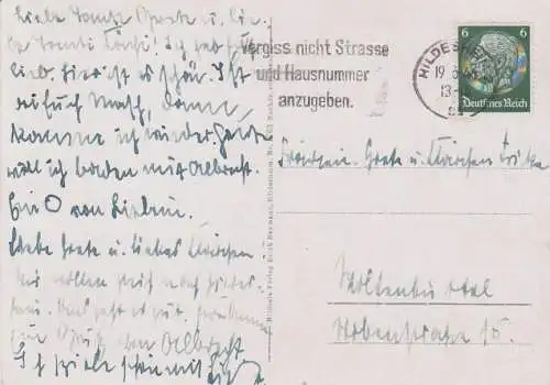 Ansichtskarte, Grasdorf, gelaufen mit Stempel Hildesheim 19.06.1941