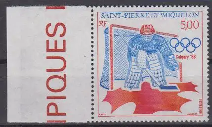 St. Pierre & M. Mi.Nr. 557 Olympische Winterspiele 1988 Calgary Eishockeytorwart