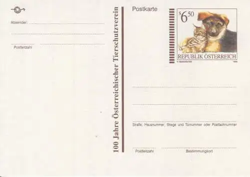 Österreich, Postkarte Mi.Nr. P 547 Hund und Katze