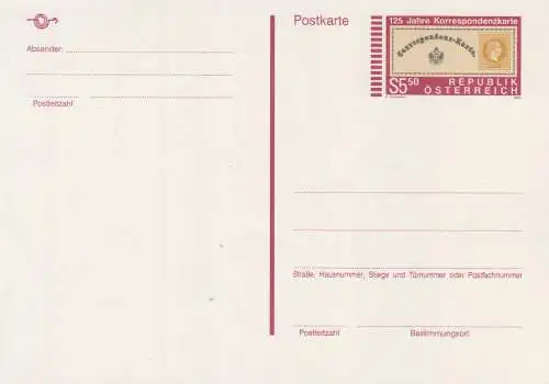 Österreich, Postkarte Mi.Nr. P 524, 125 Jahre Korrespondenzkarte