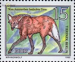 D,DDR Mi.Nr. 2524 Vom Aussterben bedrohte Tiere, Mähnenwolf (15)