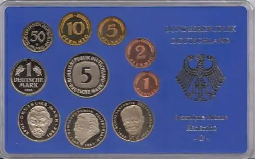 DM - Kursmünzensatz 1998 - Prägebuchstabe G (Karlsruhe) PP
