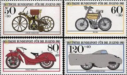 D,Bund Mi.Nr. 1168-1171 Jugend 83 Histor.Motorräder (4 Werte)