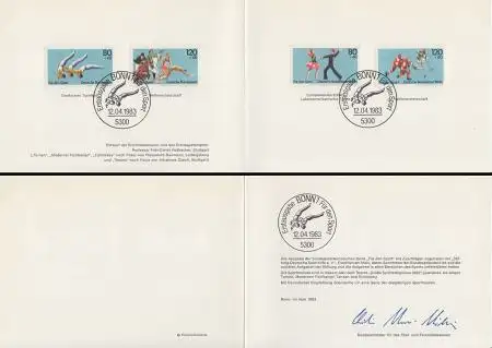 D,Bund Mi.Nr. 1172-73 + Berlin 698-99 Sporthilfe: Sportereignisse 1983 (4 Werte)