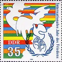 D,DDR Mi.Nr. 3036 Int. Jahr des Friedens, Tauben, UNO-Emblem (35)