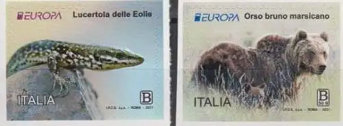 Italien MiNr. 4365-4366 Europa 2021 Gefährdete Wildtiere 