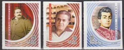 Italien MiNr. 4356-4358 Enrico Caruso, Giuseppe Di Stefano, Franco Corelli