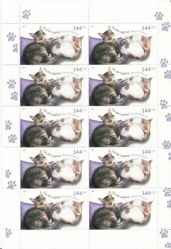 D,Bund Mi.Nr. Klbg. 2406 Jugend 2004, schlafende Katzen (m.10x2406)