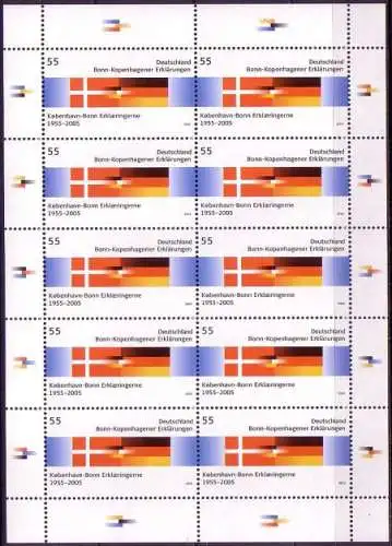 D,Bund Mi.Nr. Klbg.2449 50 Jahre Bonn-Kopenhagener Erklärungen (m.10x2449)