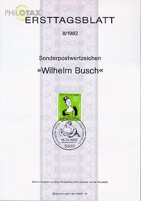 D,Bund Mi.Nr. 8/82 Wilhelm Busch (Marke MiNr.1129)