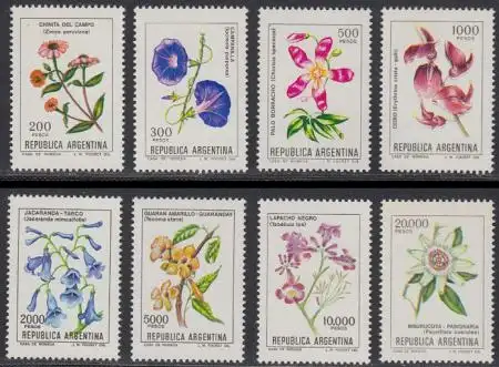 Argentinien Mi.Nr. 1558-65 Freim Blumen Argentiniens (8 Werte)