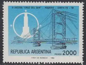 Argentinien Mi.Nr. 1591 Sportspiele Cruz del Sur, Brücke von Santa Fé (2000)