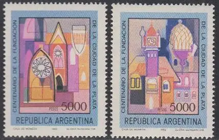 Argentinien Mi.Nr. 1597-98 Gründung La Plata, Kathedrale + Rathaus (2 Werte)