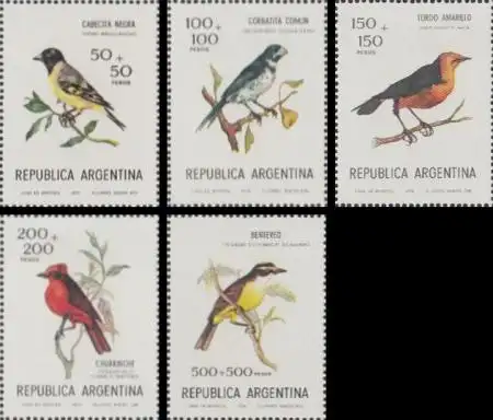 Argentinien Mi.Nr. 1347-51 Ausstellung ARGENTINA '78, Vögel (5 Werte)