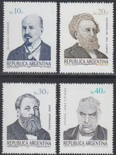 Argentinien Mi.Nr. 1726-29 Persönl. Carranza Campo Hernandez Planes (4 Werte)