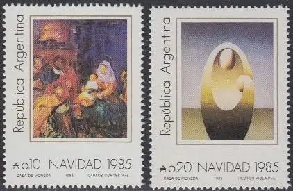 Argentinien Mi.Nr. 1788-89 Weihnachten 1985, Gemälde (2 Werte)