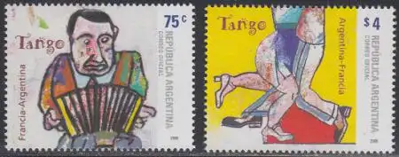 Argentinien Mi.Nr. 3071-72 Der Tango, Musikant mit Bandoneon und Tanzpaar (2 W.)