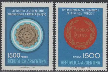 Argentinien Mi.Nr. 1532-33 175Jahre Infanterieregiment Nr. 1 (2 Werte)