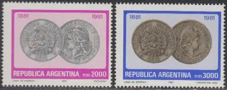 Argentinien Mi.Nr. 1539-40 100Jahre Argentinische Währung (2 Werte)