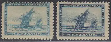 Argentinien Mi.Nr. 81-82 Entdeckung Amerikas, Flotte des Kolumbus (2 Werte)