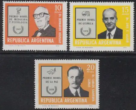 Argentinien Mi.Nr. 1281-83 Nobelpreisträger (3 Werte)