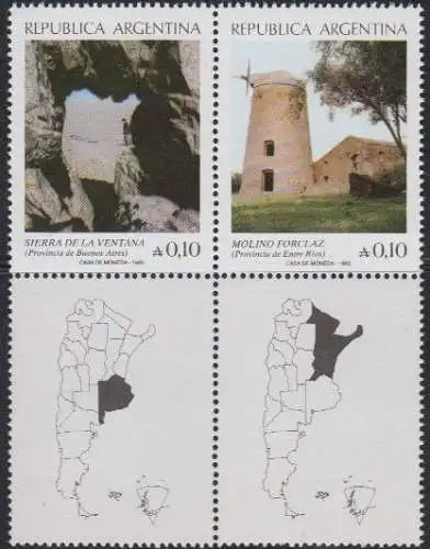 Argentinien Mi.Nr. Zdr.1782-83 Tourismus, Fensterfels, Windmühlen 