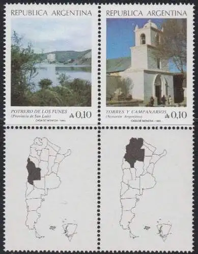 Argentinien Mi.Nr. Zdr.1784-85 Tourismus, Potrero de los Funes, Missionskirche 