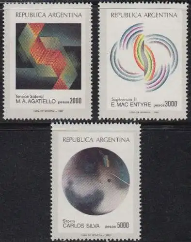 Argentinien Mi.Nr. 1588-90 Plastische Kunst (3 Werte)