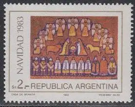 Argentinien Mi.Nr. 1679 Weihnachten 1983, Tapisserie von Silke Haupt Krippe (2)