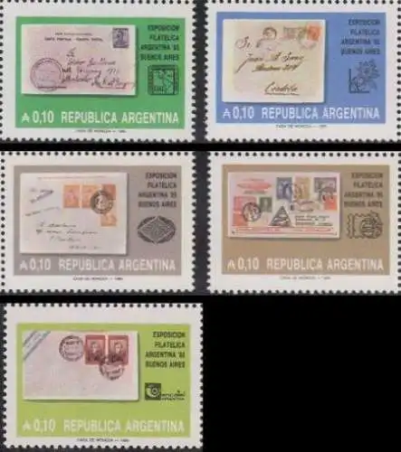 Argentinien Mi.Nr. 1758-62 Ausst. ARGENTINA '85, Flugpostbriefe (5 Werte)