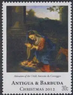 Antigua u.Barbuda Mi.Nr. 5042 Weihnachten, Gem. Anbetung d.Kindes,Correggio (30)