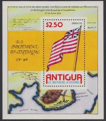 Antigua Mi.Nr. Block 24 200J. Unabhängigkeit der USA, Kongreßflagge 