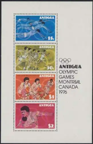 Antigua Mi.Nr. Block 25 Olympia 1976 Montreal, u.a. Schwimmen, Rad, Laufen 