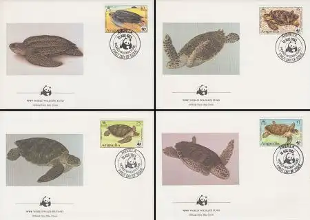 Anguilla Mi.Nr. 541-44 Weltweiter Naturschutz, Schildkröten (4 Briefe)