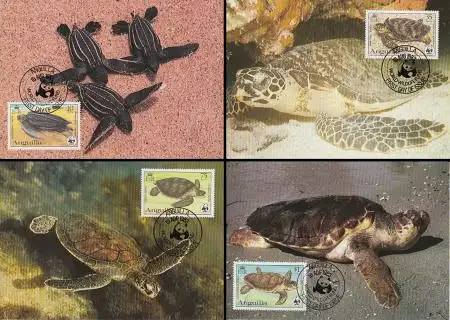 Anguilla Mi.Nr. 541-44 Weltweiter Naturschutz, Schildkröten (4 Maximumkarten)